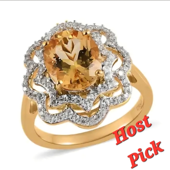Host Pick 💫 Rare Brazilian Heliodor Ring in Vermeil Yellow Gold Over Sterling - Picture 1 of 7